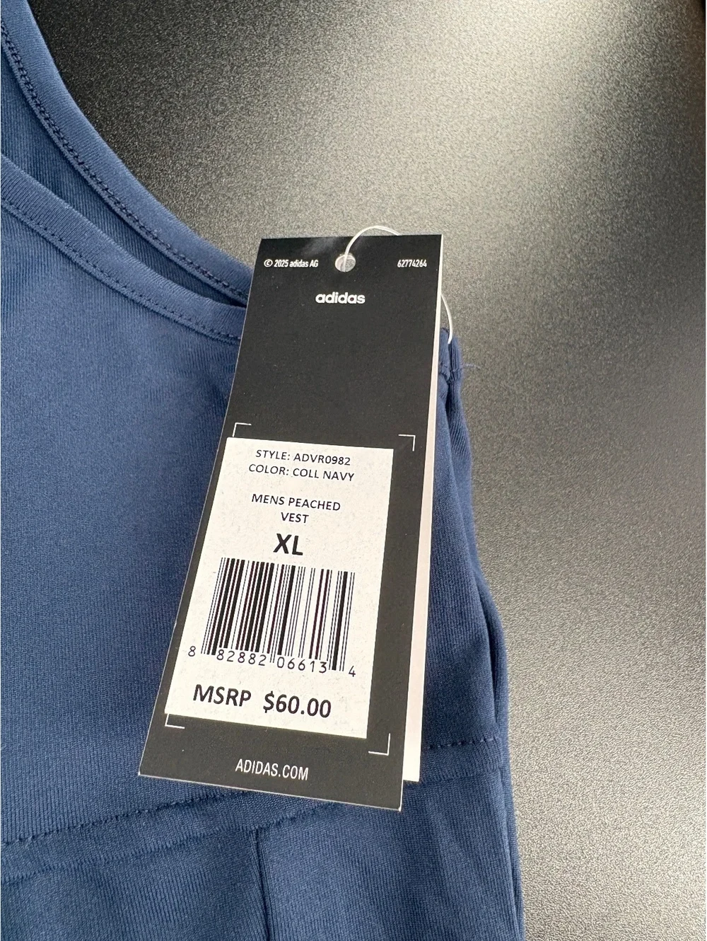 Adidas Golf Vest Men's XL Navy Full Zip Peached Performance NWT